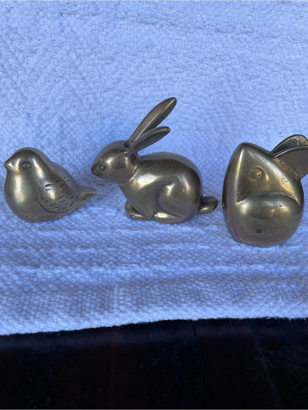 Vintage Trio Brass ( Bird, Rabbit and Mouse) paperweights